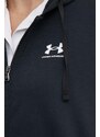 Mikina Under Armour dámská, černá barva, s kapucí, hladká