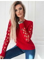 Fashionweek Pletený svetr s ozdobnými rukávy a kulatým výstřihem NB5918
