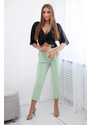 Fashionweek Italské viskózové kalhoty s ozdobným páskem K21