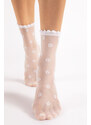 Fiore Bílé květované silonkové ponožky April 15 Den