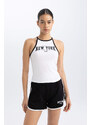 DEFACTO Crop Top Ribana Crew Neck Sleeveless Undershirt