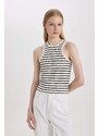 DEFACTO Slim Fit Striped Camisole Halter Collar Sleeveless Undershirt