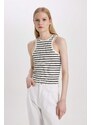 DEFACTO Slim Fit Striped Camisole Halter Collar Sleeveless Undershirt