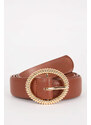 DEFACTO Woman Oval Buckle Faux Leather Classic Belt