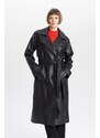 DEFACTO Waterproof Regular Fit Faux Leather Trench Coat