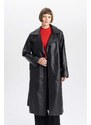 DEFACTO Waterproof Regular Fit Faux Leather Trench Coat