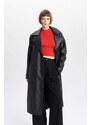 DEFACTO Waterproof Regular Fit Faux Leather Trench Coat