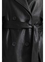 DEFACTO Waterproof Regular Fit Faux Leather Trench Coat