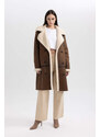 DEFACTO Regular Fit Plush Lining Suede Coat