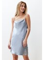 Trendyol Light Blue Lace and Degaje Detailed Satin Woven Nightgown