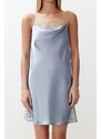 Trendyol Light Blue Lace and Degaje Detailed Satin Woven Nightgown