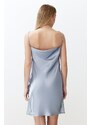 Trendyol Light Blue Lace and Degaje Detailed Satin Woven Nightgown