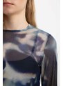 DEFACTO Slim Fit Crew Neck Printed Tulle Long Sleeve T-Shirt