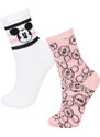 DEFACTO Girl Disney Mickey & Minnie 2 Piece Cotton Long Socks