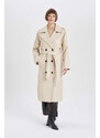 DEFACTO Waterproof Regular Fit Faux Leather Trench Coat