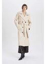 DEFACTO Waterproof Regular Fit Faux Leather Trench Coat