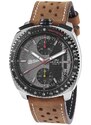 Mondia Watches Stříbrné pánské hodinky Mondia s koženým páskem Bolide - 800 Silver / Black 42MM