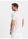 Ombre Clothing Béžové tričko potisk palmové listy V1 TSFP-0182