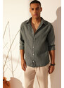Trendyol Gray Limited Edition 100% Linen Regular Fit Shirt