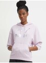 Mikina Puma CLASSICS Shiny Logo Hoodie dámská, fialová barva, s kapucí, s potiskem, 625595