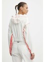 Bunda adidas dámská, béžová barva, přechodná, oversize