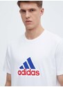 Bavlněné tričko adidas bílá barva, s potiskem, IS3234