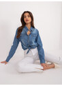 Fashionhunters Modrá džínová košile s límečkem