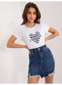 Fashionhunters Námořnická modrá džínová minisukně s třásněmi