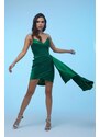 Carmen Green Strapless Short Satin Evening Dress