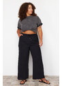 Trendyol Curve Black High Waist Wide Leg Woven Trousers