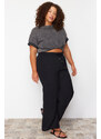 Trendyol Curve Black High Waist Wide Leg Woven Trousers