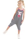 Denokids Love Me Girls' Striped Cat Jumpsuit with Straps