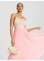 Sinsay - Plisovaná midi sukně - pastelová růžová