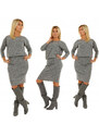 Fashionweek Pletené melanžové šaty s elastickým pasem MF905