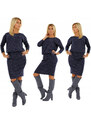 Fashionweek Pletené melanžové šaty s elastickým pasem MF905