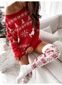 Fashionweek Prodloužený vánoční svetr,tunika oversized NB14836