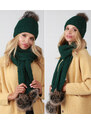 Fashionweek Zimní set teplá čepice s fleecovou podšívkou + šála s bambulkami ZIZI42/A8