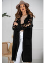 Fashionweek Dlouhý cardigan,pletený kabát se vzorovanými rukávy a kapuci ALEXISII