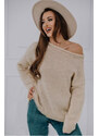 Fashionweek Oversize elegantní svetr s carmen výstřihem IRIS