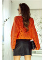Fashionweek Dámský luxusni azurový svetr rozšířené rukávy BOHO STYL JK-FLORA