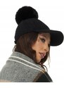 Fashionweek Zimní čepice s kšiltem a bambulí ze silného pleteného úpletu KARR4