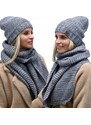 Fashionweek Zimní tlustá teplá dámská vlněná souprava - čepice a dlouhý šátek ZIZI-BE3