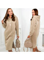 Fashionweek Dlouhé teplákové šaty s kapuci s výšivkou K9585