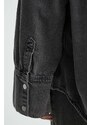 Džínová košile Remain dámská, černá barva, relaxed, s klasickým límcem