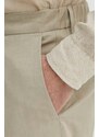 Kalhoty s příměsí lnu Calvin Klein béžová barva, ve střihu chinos, K10K112879