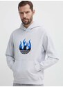 Bavlněná mikina adidas Originals pánská, šedá barva, s kapucí, melanžová, IS2947