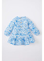 DEFACTO Baby Girl Floral Long Sleeve Textured Dress