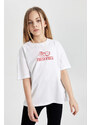 DEFACTO Girl Oversize Fit Back Printed Short Sleeve T-Shirt