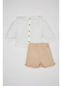 DEFACTO Baby Girl Twill Blouse Shorts Socks 3 Piece Set