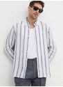 Lněná košile Tommy Hilfiger bílá barva, regular, s límečkem button-down, MW0MW34612